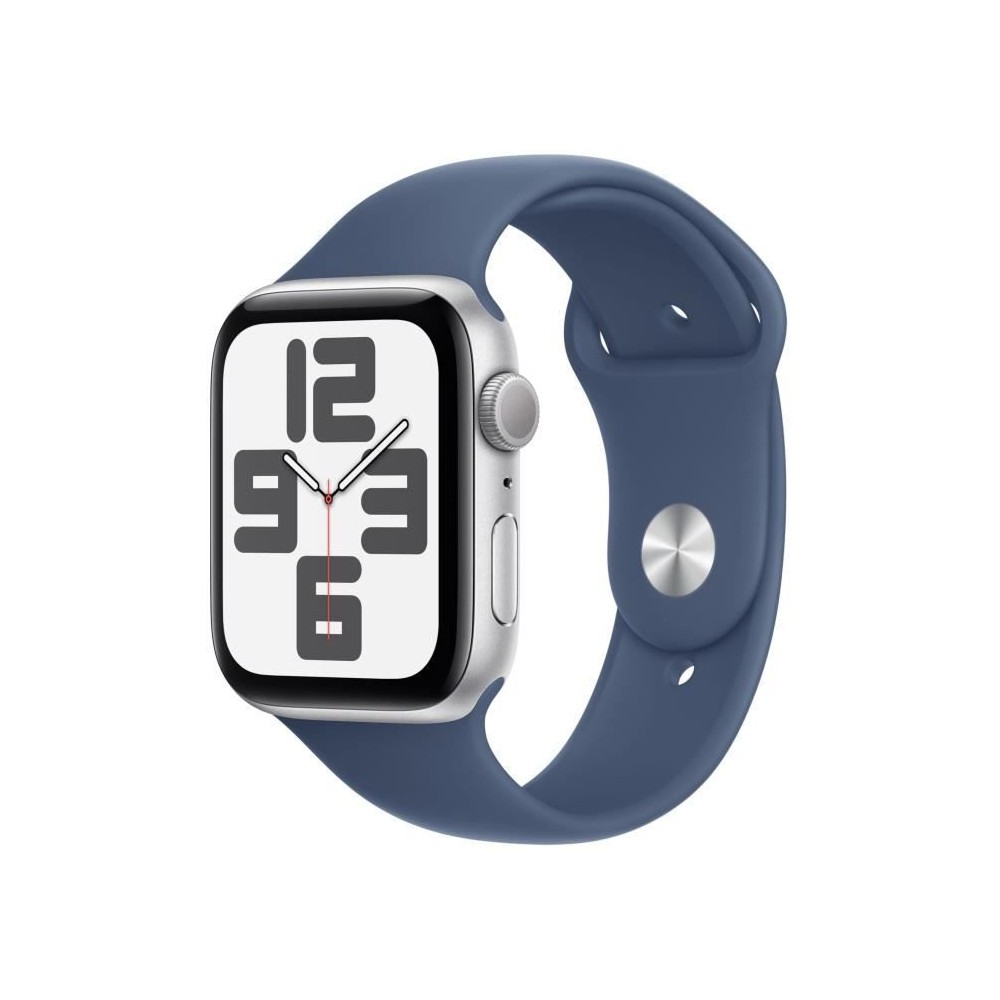 Apple Watch SE GPS - 44mm - Boîtier Silver Aluminium - Bracelet Denim Sport Band - M/L