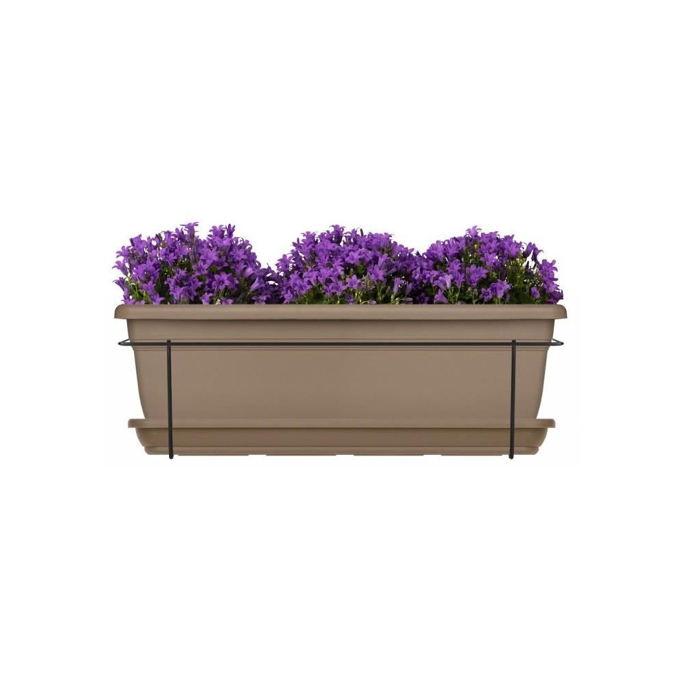 Kit jardiniere avec support en métal et plateau - GARDEN ID Relax - Taupe 50 cm - Recyclé et 100% recyclable - Volume pour pla