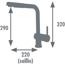 ROUSSEAU Robinet mitigeur de cuisine Matsouko - Avec douchette - Gris