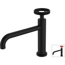 Mitigeur lavabo industriel - ROUSSEAU - bec fixe noir - laiton - carto