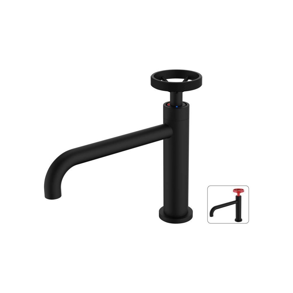 Mitigeur lavabo industriel - ROUSSEAU - bec fixe noir - laiton - carto