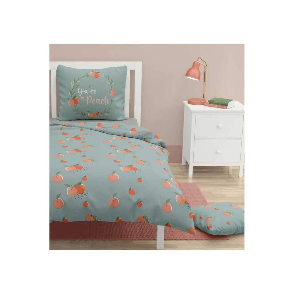 Parure de couette ROUPILLON Peachy - 2 Pcs - 140 x 200 - 100% Coton -