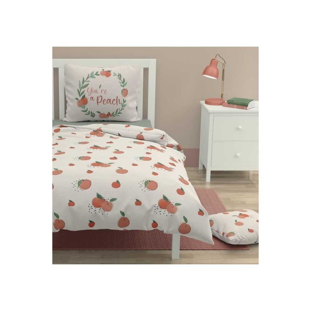 Parure de couette ROUPILLON Peachy - 2 Pcs - 140 x 200 - 100% Coton -