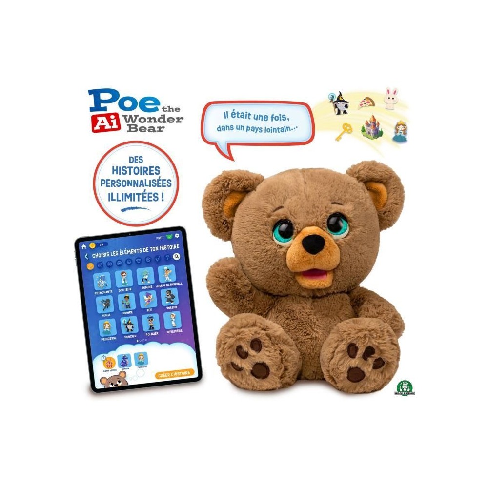 Peluche interactive - GIOCHI PREZIOSI - Ours créateur d'histoires Poe - a partir de 4 ans - LAY00