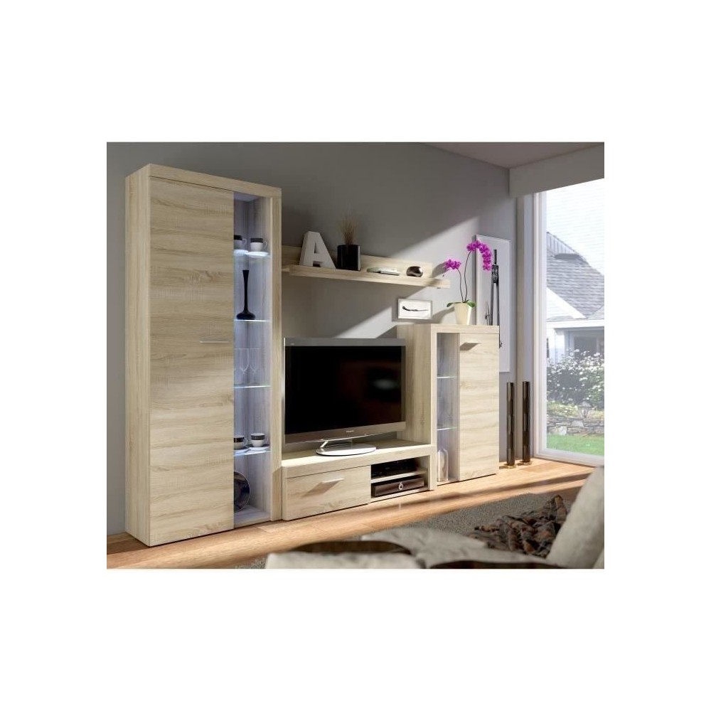 Meuble TV - Contemporain - Décor chene sonoma - L 120 cm - RUMBA