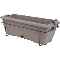 Kit jardiniere avec support en métal et plateau intégré - GARDEN ID Teramo - Taupe 50 cm - Effet de pierre - Recyclé/recycla