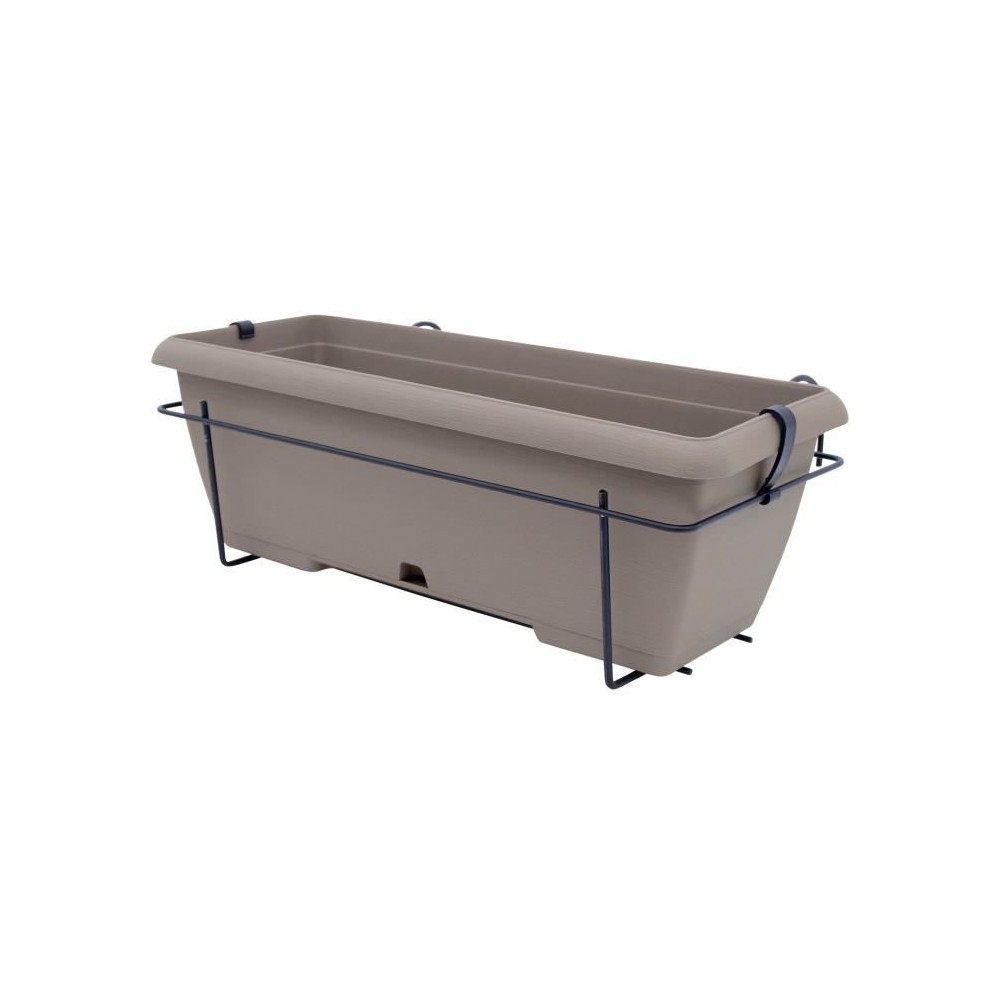 Kit jardiniere avec support en métal et plateau intégré - GARDEN ID Teramo - Taupe 50 cm - Effet de pierre - Recyclé/recycla