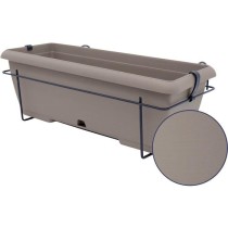 Kit jardiniere avec support en métal et plateau intégré - GARDEN ID Teramo - Taupe 50 cm - Effet de pierre - Recyclé/recycla