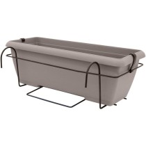 Kit jardiniere avec support en métal et plateau intégré - GARDEN ID Teramo - Taupe 50 cm - Effet de pierre - Recyclé/recycla