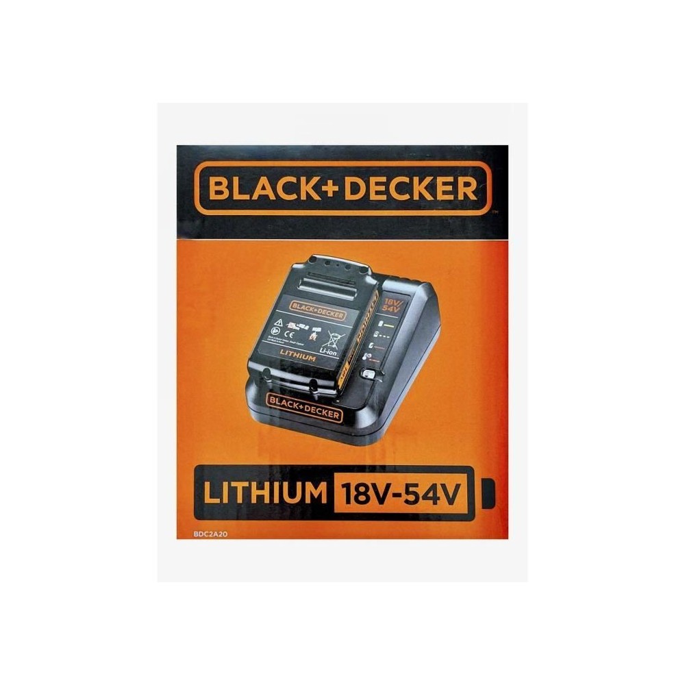 Batterie et Chargeur BLACK+DECKER - Lithium 18V 2 Ah - BDC2A20-QW