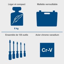 Malette a outils de 135 pieces - SCHAPPACH - TB170 - Outils en acier c