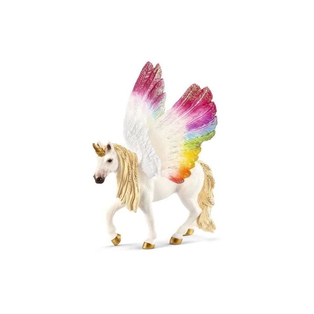 Figurine Licorne ailée arc-en-ciel, Multicolore, 16 x 15 x 18 cm - Sc