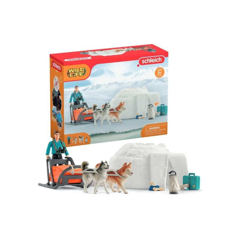 Coffret Expédition en Antarctique, figurines animaux sauvages, Schlei