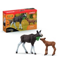 Figurine Élan Femelle avec Veau, Coffret schleich avec maman élan et