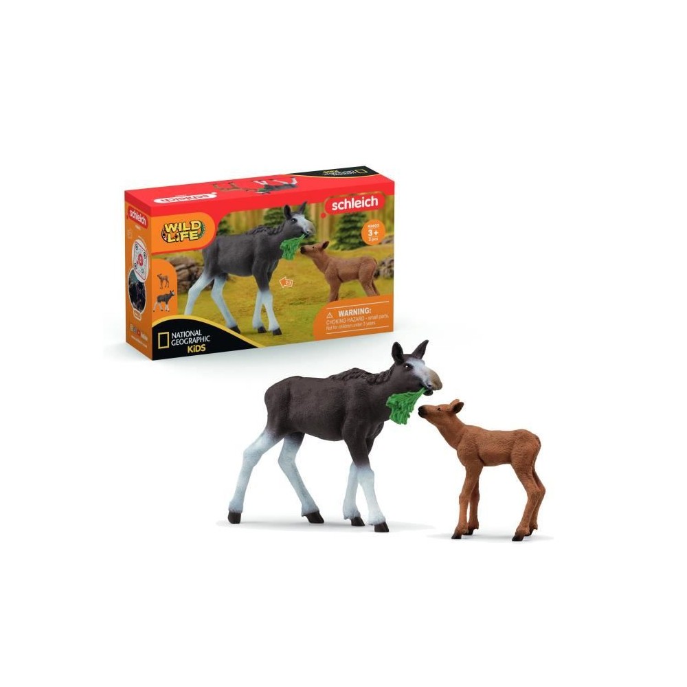 Figurine Élan Femelle avec Veau, Coffret schleich avec maman élan et