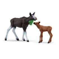 Figurine Élan Femelle avec Veau, Coffret schleich avec maman élan et