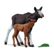 Figurine Élan Femelle avec Veau, Coffret schleich avec maman élan et