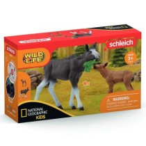 Figurine Élan Femelle avec Veau, Coffret schleich avec maman élan et