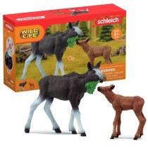 Figurines Élan Femelle avec Veau, animaux sauvages, Schleich 42629 Wi