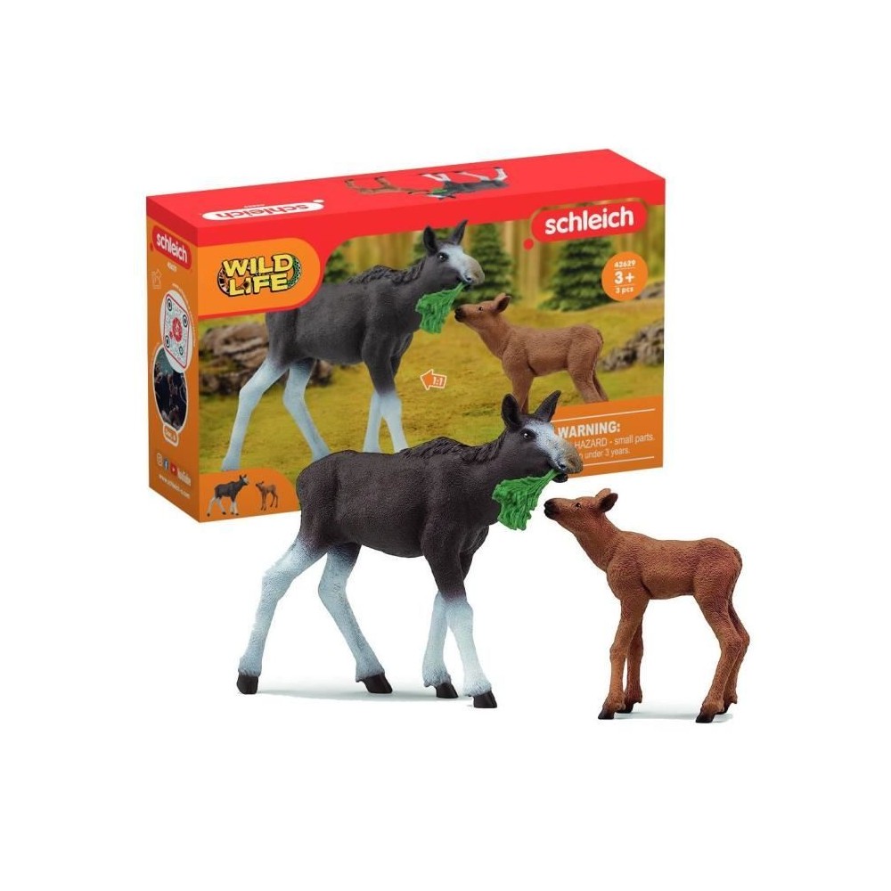 Figurines Élan Femelle avec Veau, animaux sauvages, Schleich 42629 Wi