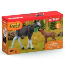 Figurines Élan Femelle avec Veau, animaux sauvages, Schleich 42629 Wi