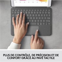 Clavier pour tablette Logitech Etui clavier sans fil Azerty Combo Touch pour iPad 9eme génération, 8eme génération et 7eme g