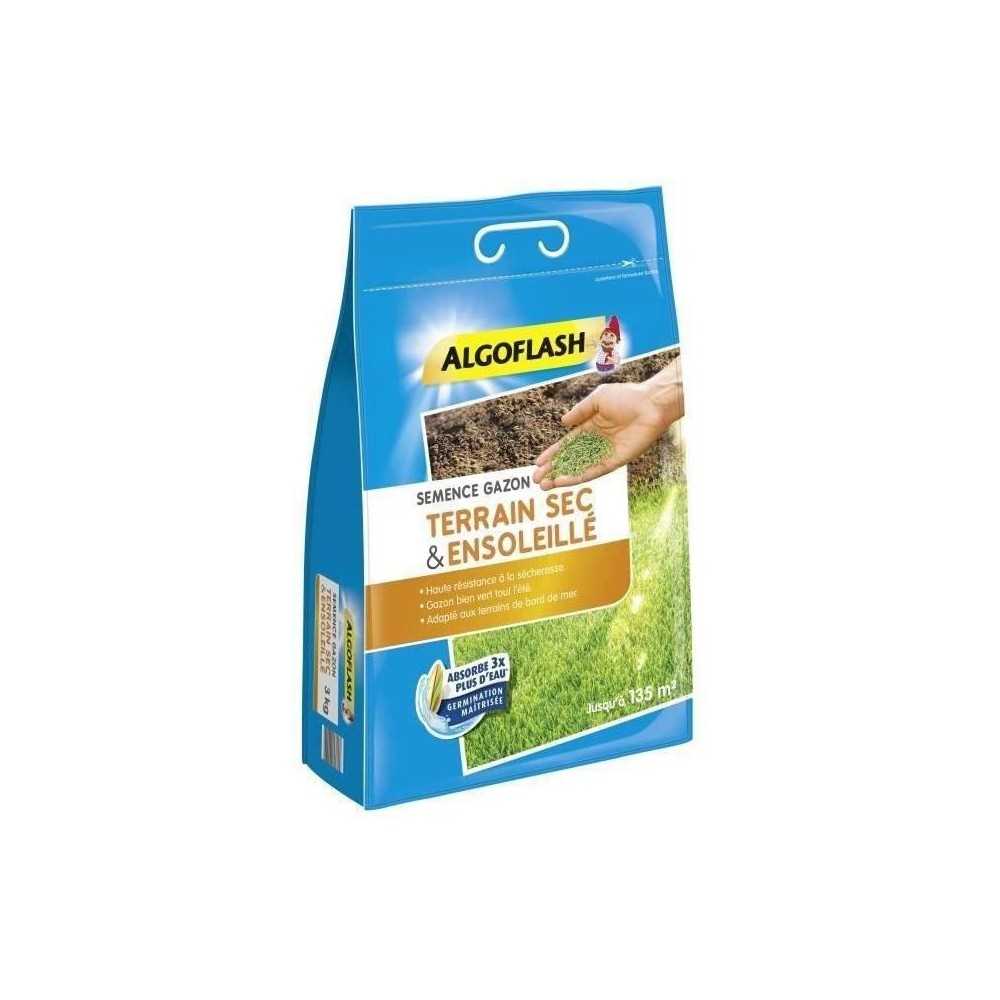 Semences Gazon Terrain Sec Ensoleillé - ALGOFLASH NATURASOL - 3 kg