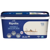 Peinture murs, boiseries, plafonds, radiateurs - RIPOLIN - Cuisine et bain - 2 L - Blanc cassé