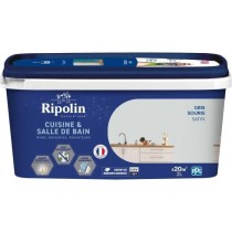 Peinture murs, boiseries, plafonds, radiateurs - RIPOLIN - Cuisine et bain - 2 L - Gris Souris