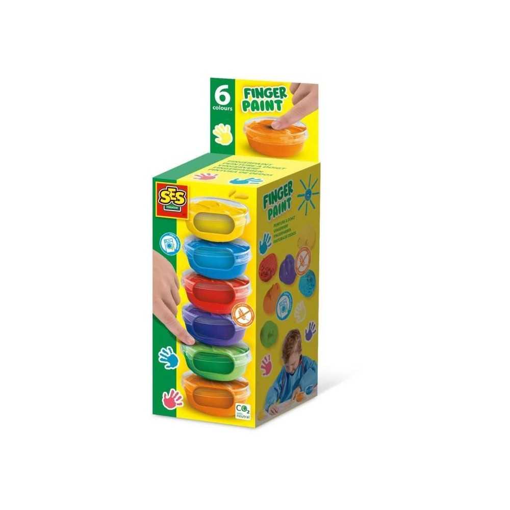 Peinture au doigt 6 couleurs x 45ml - SES CREATIVE - Intensité des co