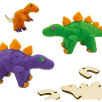 Pâte a modeler - Squelettes de dinosaures en bois - Orange et violet