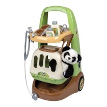 Smoby - Chariot Vétérinaire de Zoo - Peluche Panda - Nombreux accessoires inclus - Produit 2 en 1 : Cage de transport - Fabric