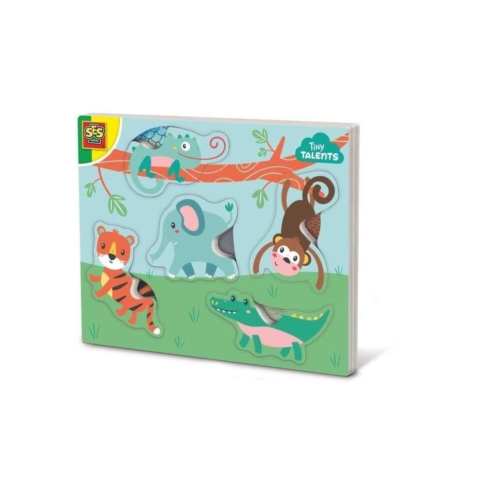 SES CREATIVE - Puzzle sensoriel animal - Animaux - Bleu - 12 mois - B