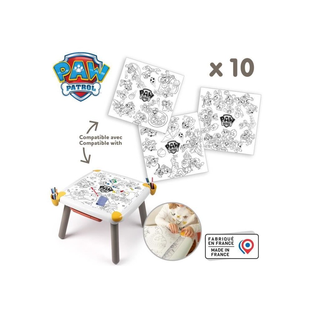 Smoby - Recharge Coloriages pour la Kid table créative - 10 feuilles de coloriages Pat' Patrouille