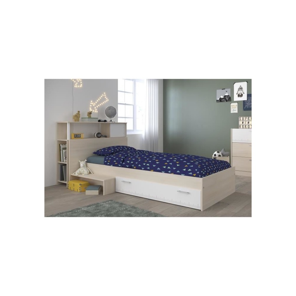 PARISOT Ensemble lit + tete de lit avec rangement - Style contemporain