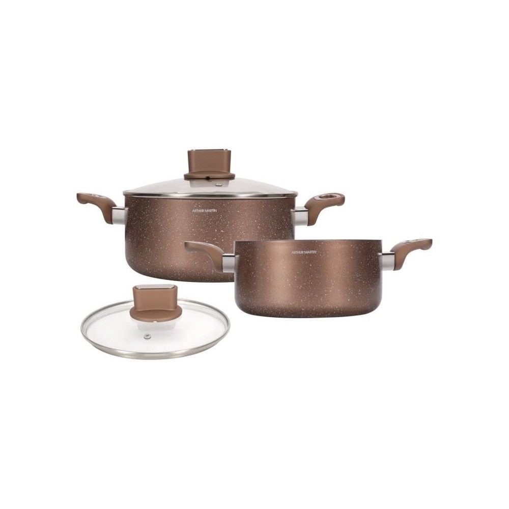 Set de marmites - ARTHUR MARTIN - AM9820 - 20-24 cm avec couvercle en verre - Aluminium - Tous feux dont induction