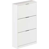 Meuble a chaussures 3 portes - Mélaminé blanc - 24 paires - L75 x P2