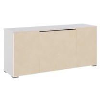 STAR Meuble TV 2 portes 2 tiroirs - Blanc brillant et gris - L 150 x P