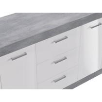 STONE Buffet 4 portes 3 tiroirs - Décor béton et blanc - L 206 x P 4