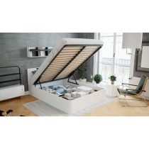 Izan Lit coffre adulte - 160x200 cm - Mélaminé Blanc - Sommier inclu