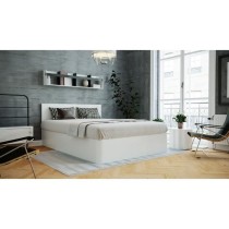 Izan Lit coffre adulte - 160x200 cm - Mélaminé Blanc - Sommier inclu