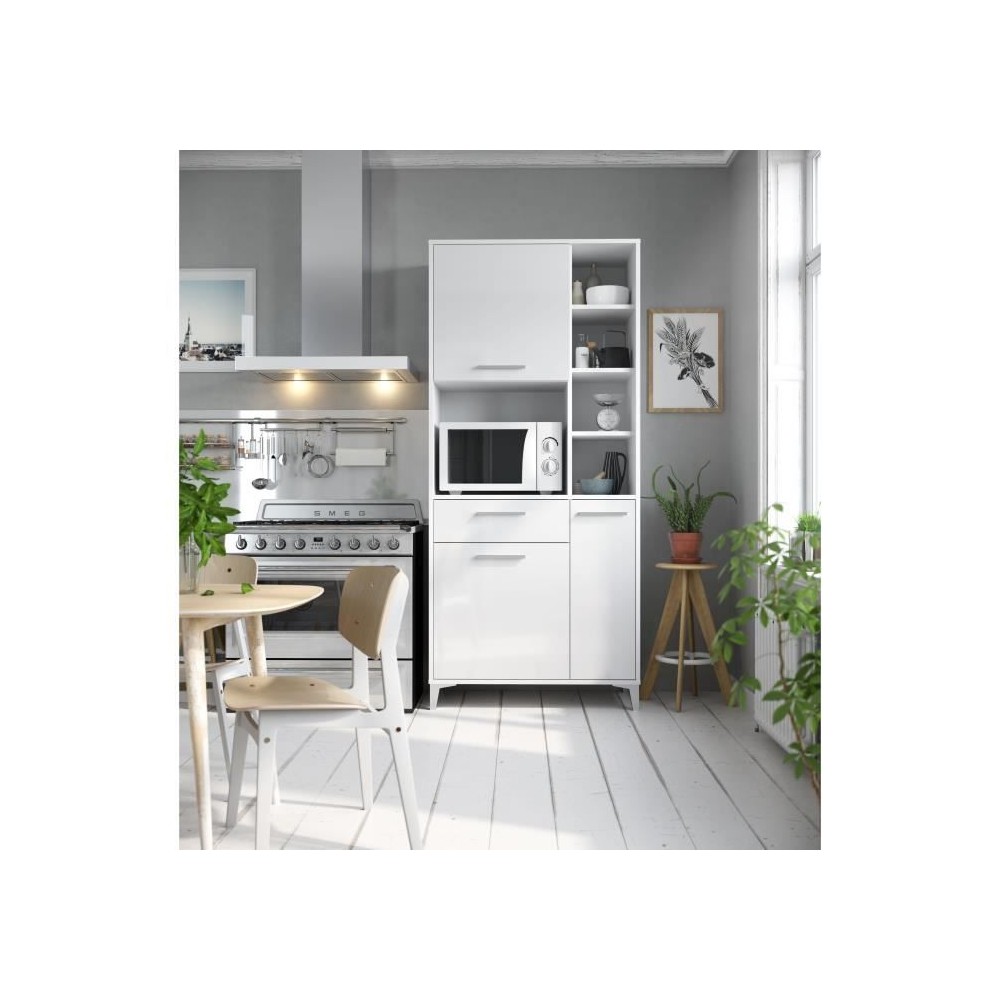 Buffet de cuisine - Blanc brillant - Contemporain - 3 portes - ECO - L