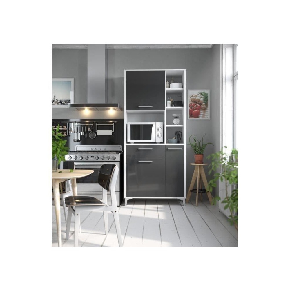 ECO Buffet de cuisine L 80 cm - Gris brillant