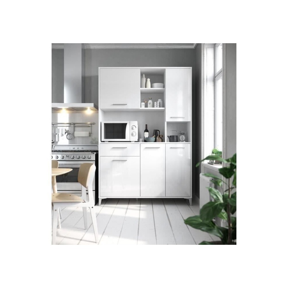 Buffet de cuisine - Blanc brillant - Contemporain - 5 portes - ECO - L