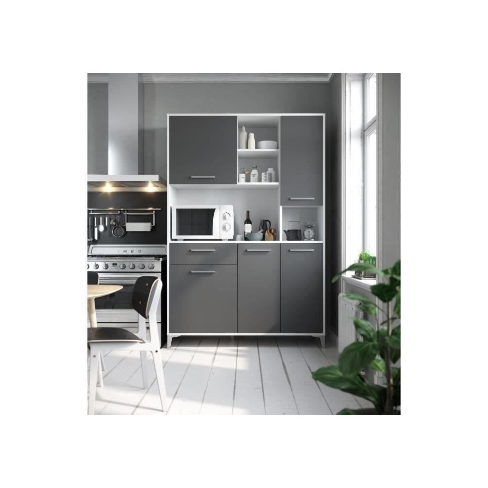 Buffet de cuisine - Gris mat - Style contemporain - 5 portes - ECO - L