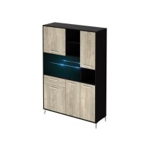 ECO Buffet de cuisine avec LED L 120 cm - Décor chene et noir mat