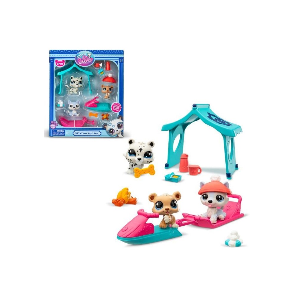 Pack a theme 3 Pets - BANDAI - Littlest Pet Shop Neige - Animaux et accessoires