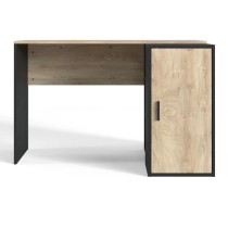 Bureau Indus - Décor chene et noir - 1 Porte + 3 étageres - Grande c