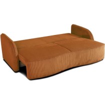 Canapé convertible 3 places - BARI - Velours cotelé - Terracotta - Coffre de rangement - 215 x 89 x 100 cm