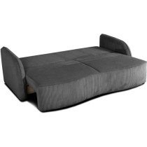 Canapé convertible 3 places - BARI - Velours cotelé - Anthracite - Coffre de rangement - 215 x 89 x 100 cm